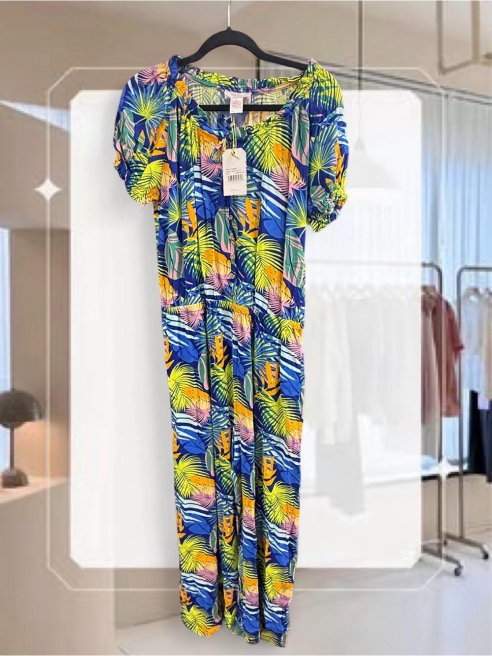 Tropical Leaf Blue Women's Jumpsuit